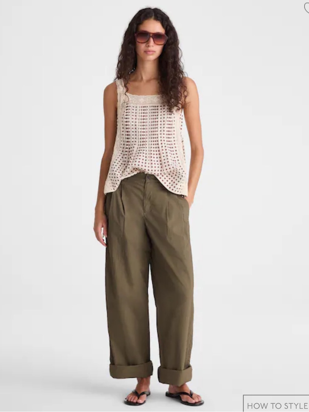 Madewell The Everyday Trouser in Poplin - Faded Ivy Wide-Leg Pleated